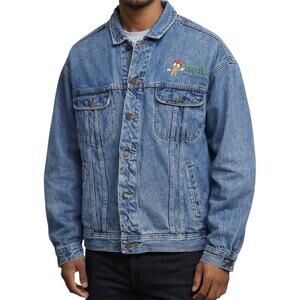 Vintage LEE Denim Jacket Jean 100% Cotton Snip Its Chest Logo Pockets 2XL